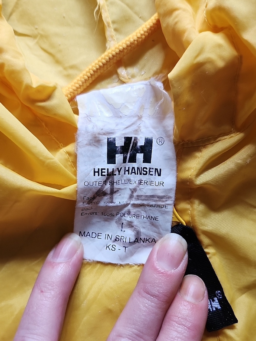 Vtg Helly Hanson Yellow Hooded Packable Windbreaker Jacket Mens Large - Picture 2 of 16